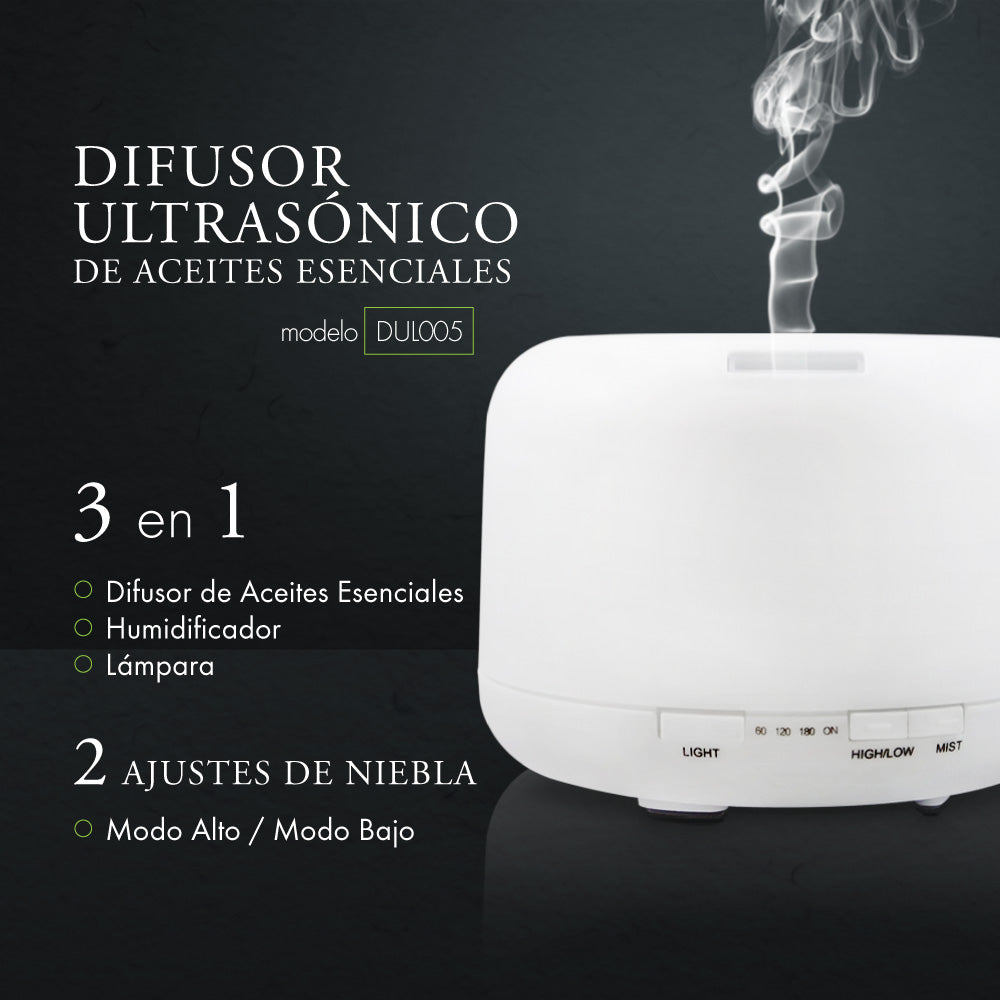Humidificador Difusor de Aromas Eléctrico Aromaterapia (500 ml) y Aceite Esencial GRATIS - Bienat Aromaterapia México