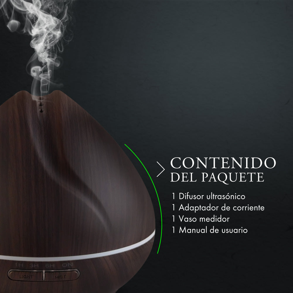 Humidificador Difusor de Aromas MN Eléctrico Aromaterapia (400ml) y Aceite Esencial GRATIS - Bienat Aromaterapia México