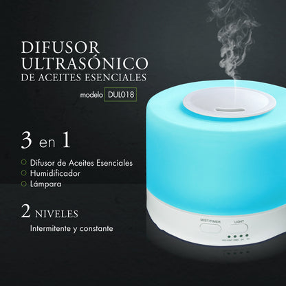 Humidificador Difusor de Aromas Eléctrico Aromaterapia  (500 ml) y Aceite Esencial GRATIS