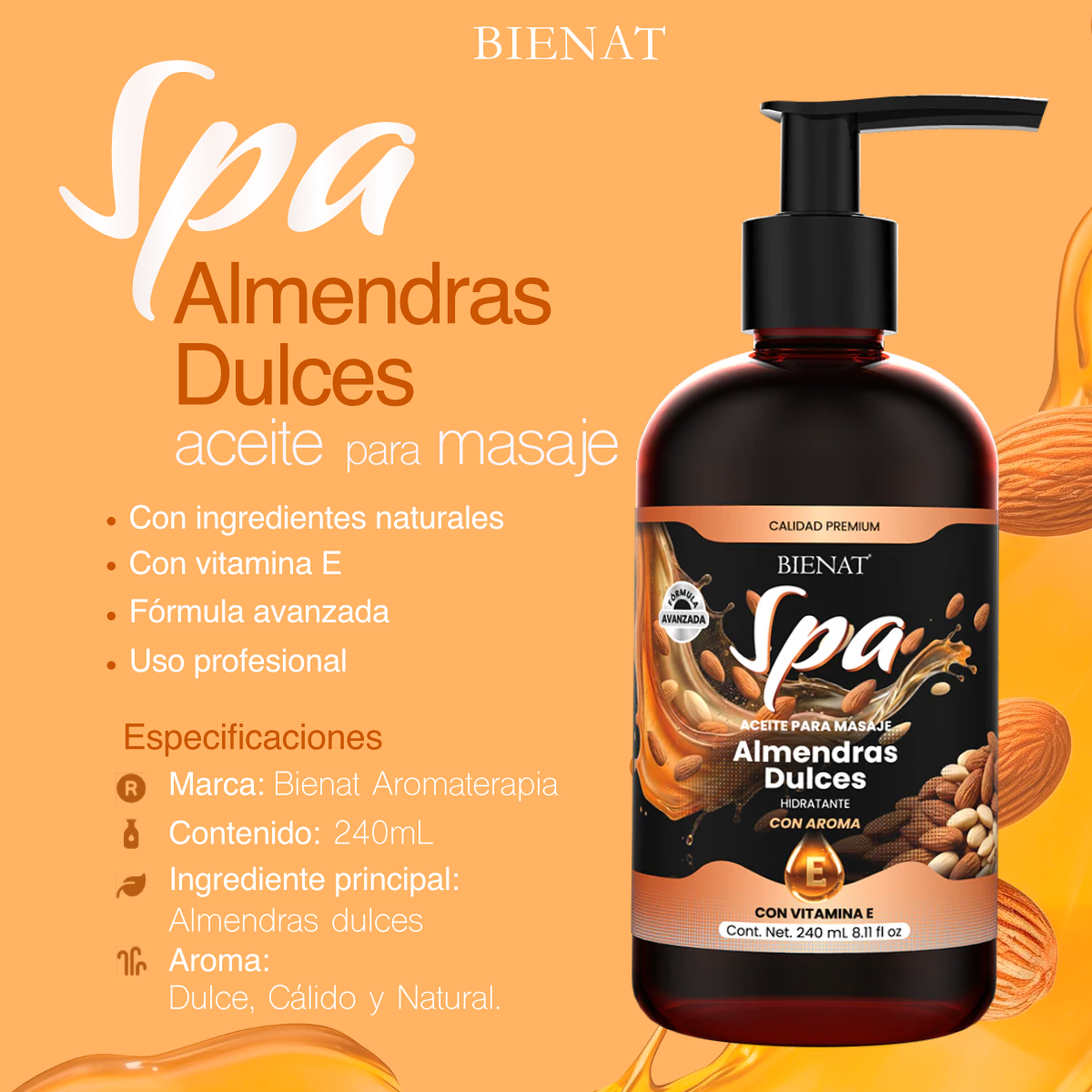 Aceite para masajes de Almendras Dulces