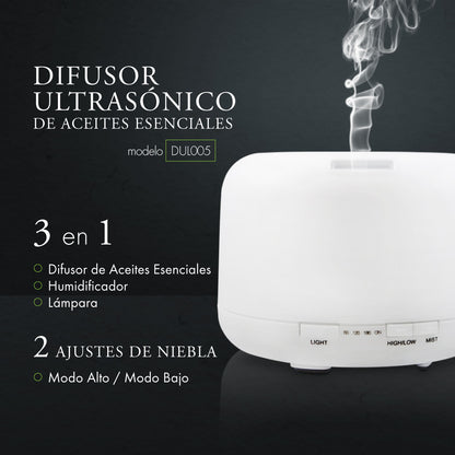 Humidificador Difusor de Aromas Eléctrico Aromaterapia  (500 ml) y Aceite Esencial GRATIS - Bienat Aromaterapia México