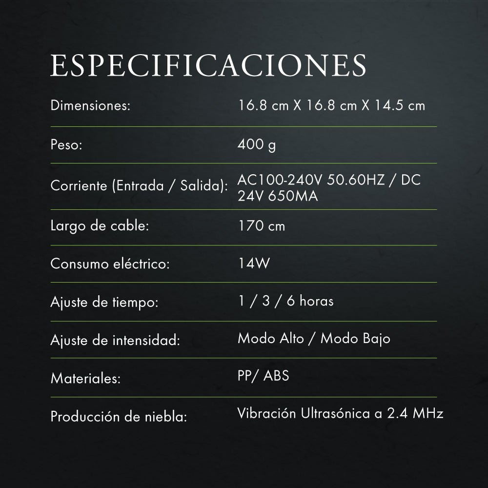 Humidificador Difusor de Aromas MN Eléctrico Aromaterapia  (400ml) y Aceite Esencial GRATIS - Bienat Aromaterapia México